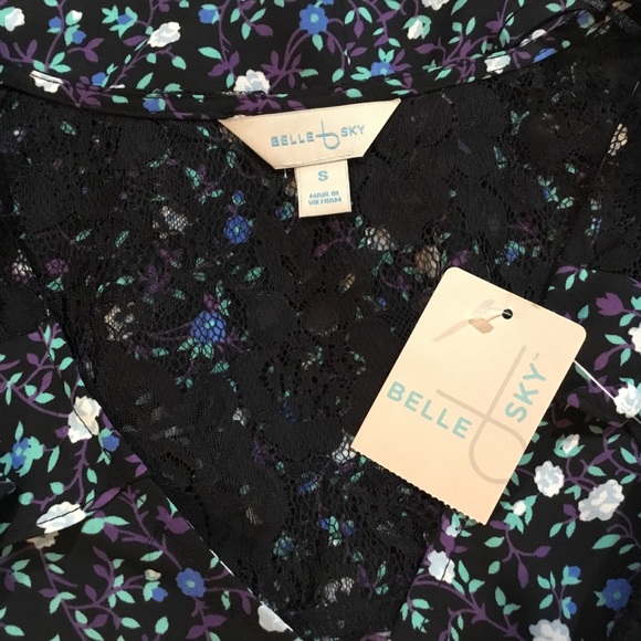 Belle & Ivy Black & Blue Floral Romper with Lace - Picture 3 of 5